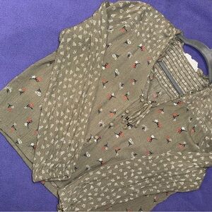 Hippie Rose Olive Floral Knit Top